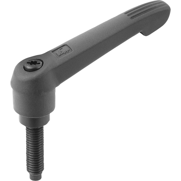 Adjustable Handle W. Thrust Pin Size:1 M05X40, 5, Form:F Plastic, Blk, W. Nipple, Comp:Half-Dog Point